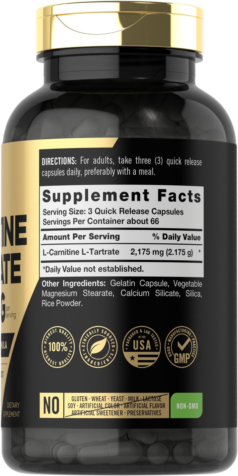 Carlyle L Carnitine Tartrate 2175Mg 200 Capsules Advanced Athlete Formula
