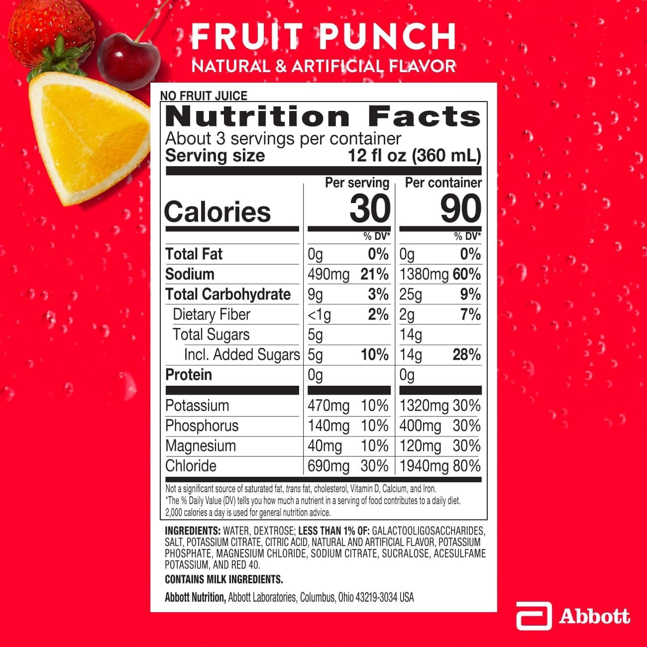 Sports Electrolyte Drink Fruit Punch 1L Bottles 4 Pack Hydration Mix