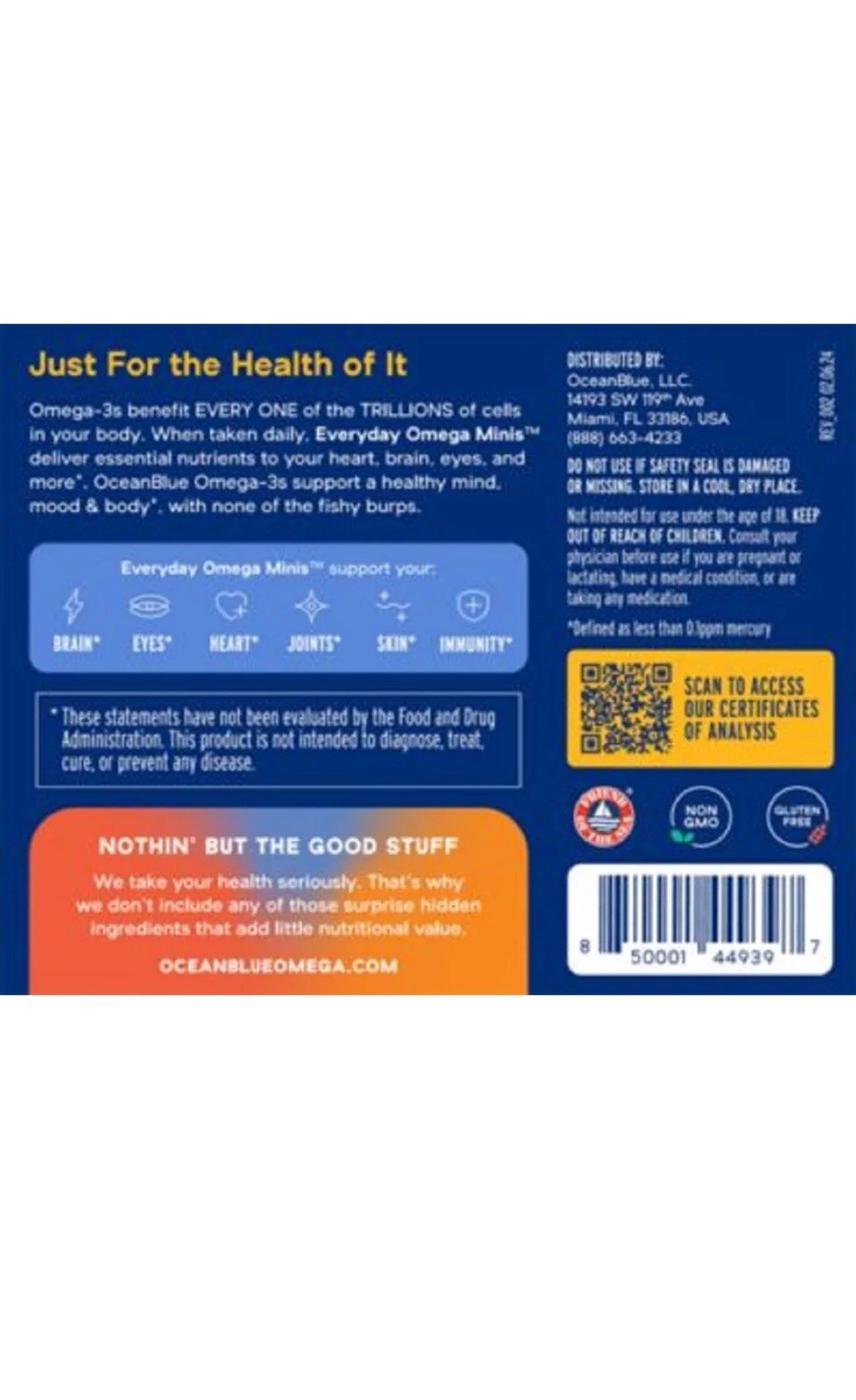 Everyday Omega-3 Fish Oil Minis – 720mg Omega-3 – Orange Flavor (60 Softgels)