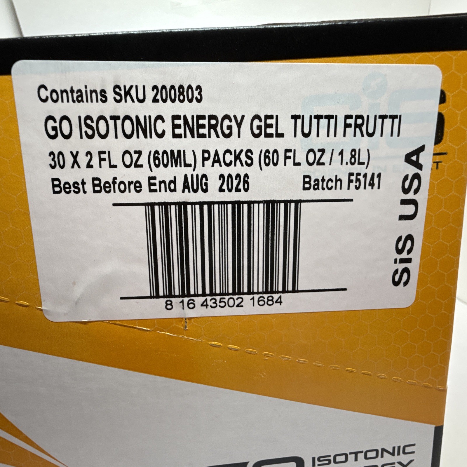 60 Pack Science in Sport Energy Gel SIS Go Isotonic Energy TUTTI FRUTTI BB 08/26