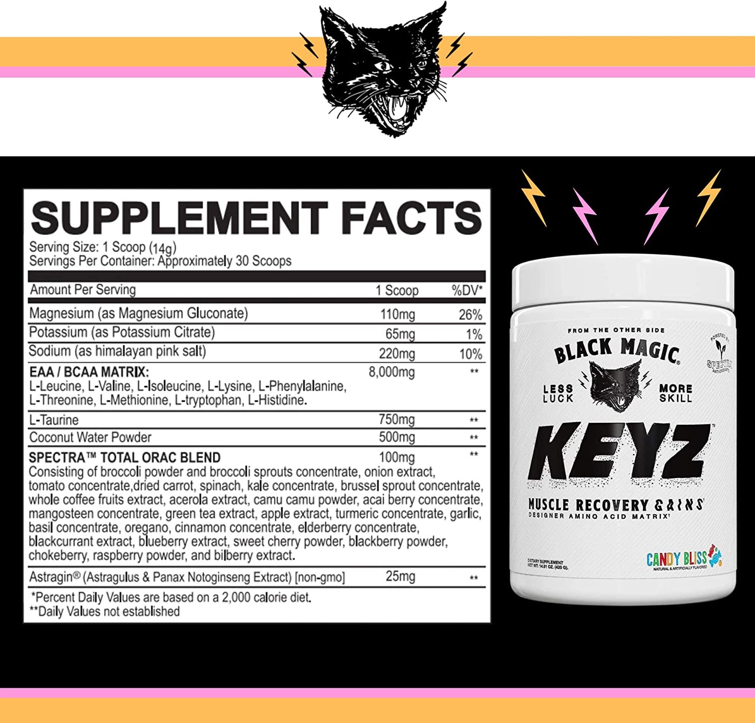 Black Magic Supply Keyz BCAA EAA Amino Acid Blend Recovery Hydration 30 Servings