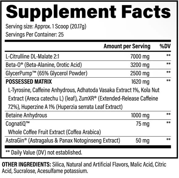 BZRK Pre Workout Black Magic Supply 25 Serving, Cherry lime Energy And Focus