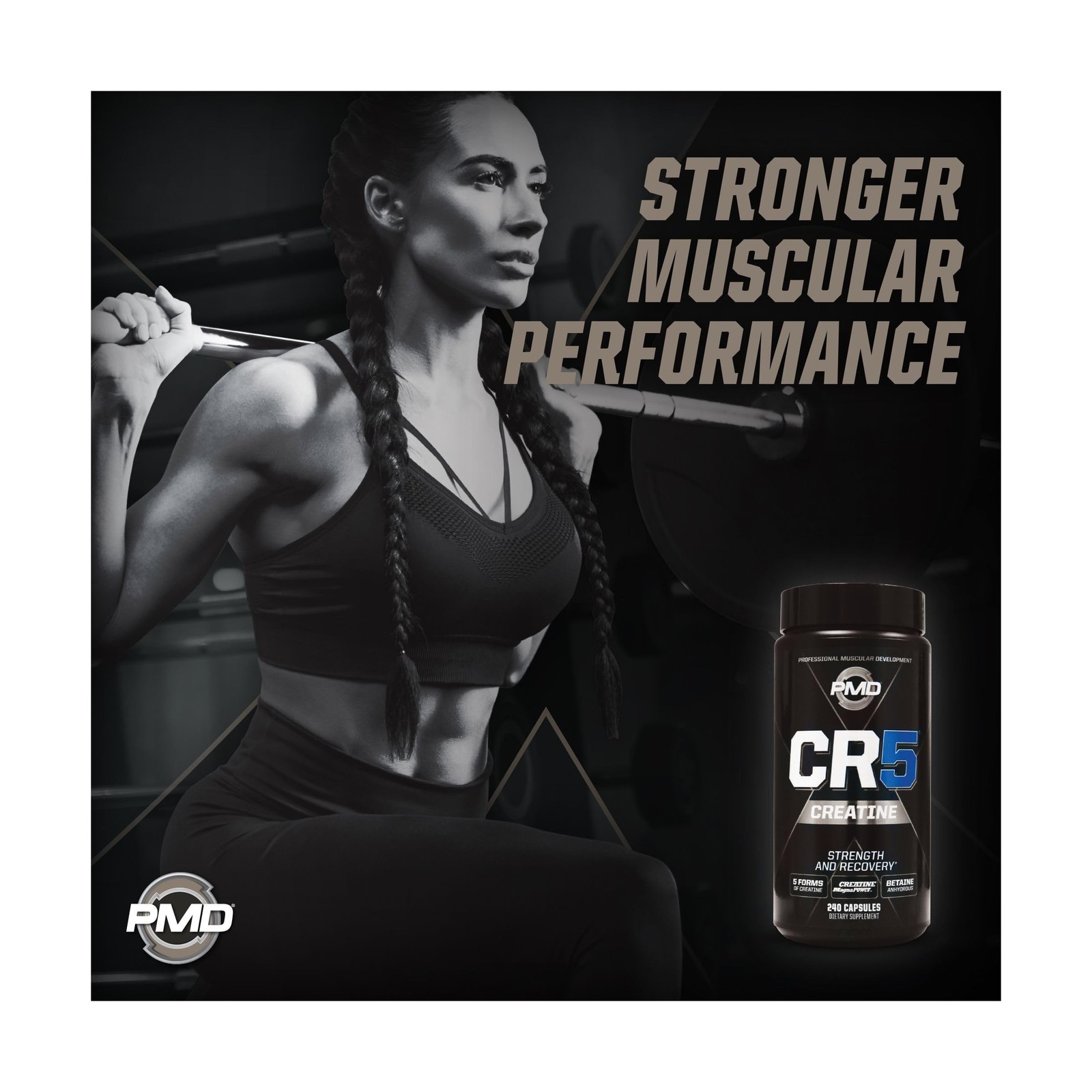 PMD CR5 Creatine for Strength and Recovery – 240 Capsules | Endurance, Energy…