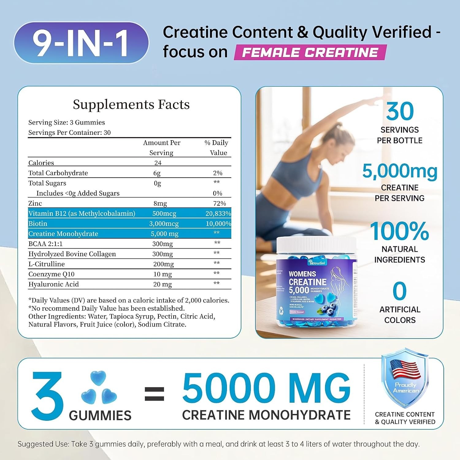 Creatine Gummies for Women ~ 5000mg Creatine Monohydrate Gummies