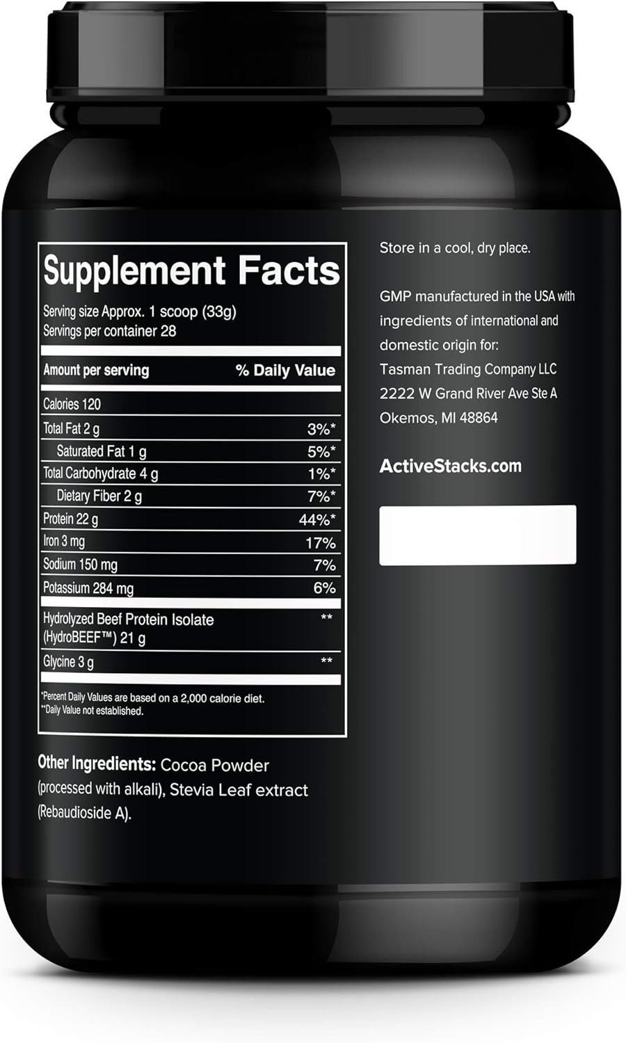 Beef Protein Powder, Chocolate – Dairy Free, 22G Protein, Just 4 Ingredients – H