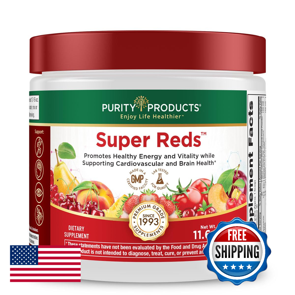 Purity Products Super Reds Powder Superfood Drink Mix w/FloraGLO Lutein