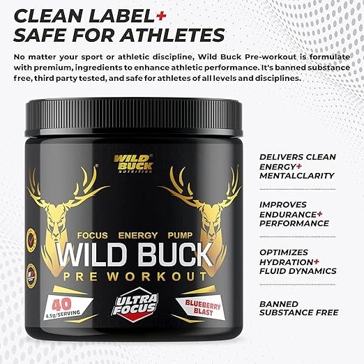 WILD BUCK Ultra Focus Advanced Pre Workout with L-Arginine, L-Citrulline, Creati