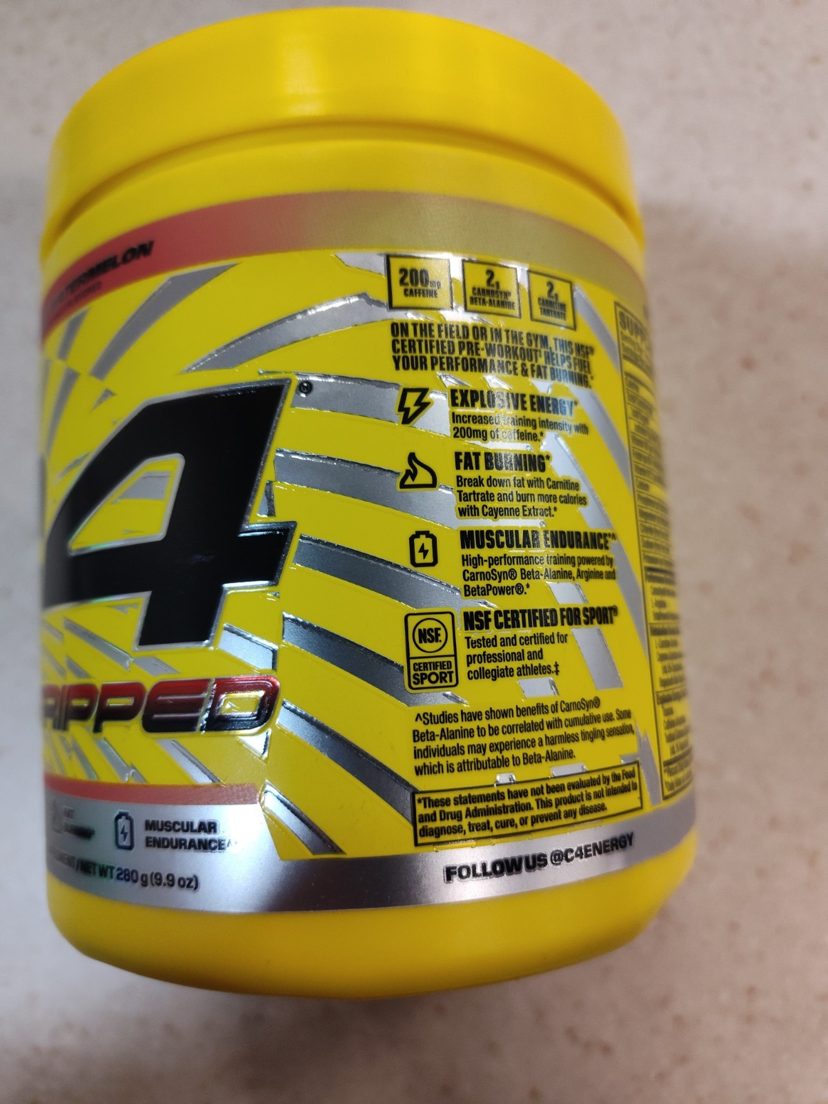 C4 Sport Ripped Strawberry Watermelon Pre-Workout Powder 9.9oz.
