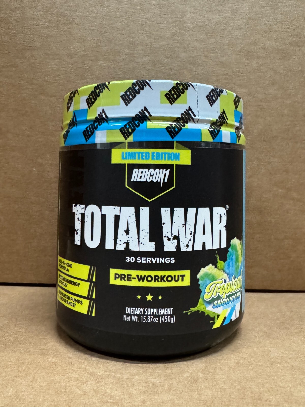 REDCON1 TOTAL WAR Pre Workout 30 Serv Tropical Snowcone Free Ship 2027 EXP SALE