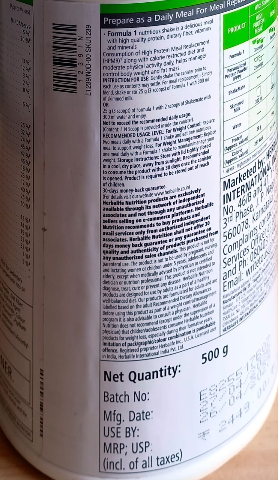 Herbal Life Nutrition Formula 1 Nutritional Shake Mix Strawberry Flavor 500 g fs