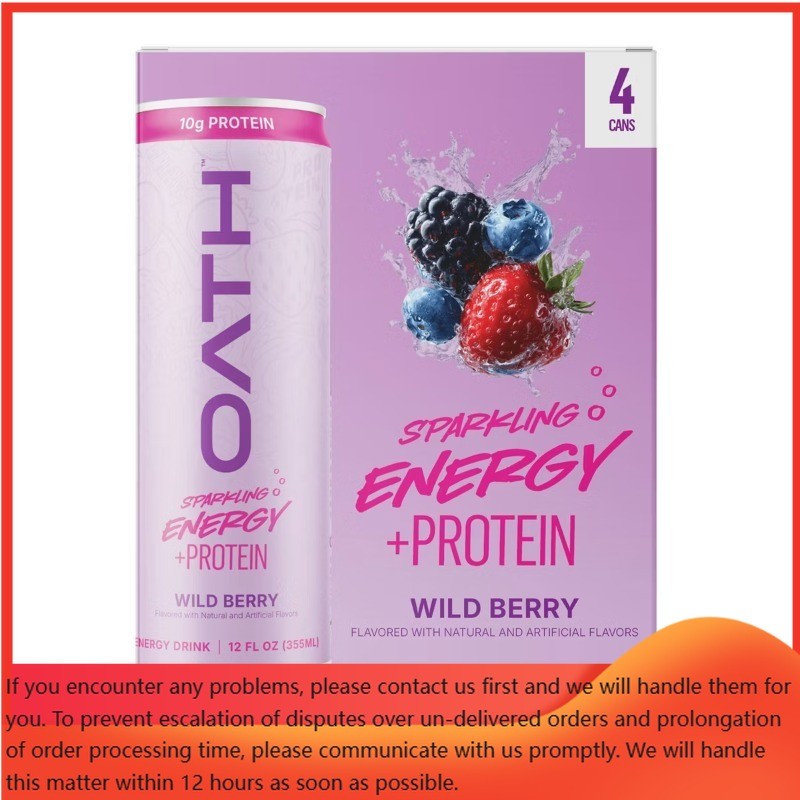 Oath Sparkling Wild Berry Energy Drink – 10g Protein – 12 fl oz Can/4 pk