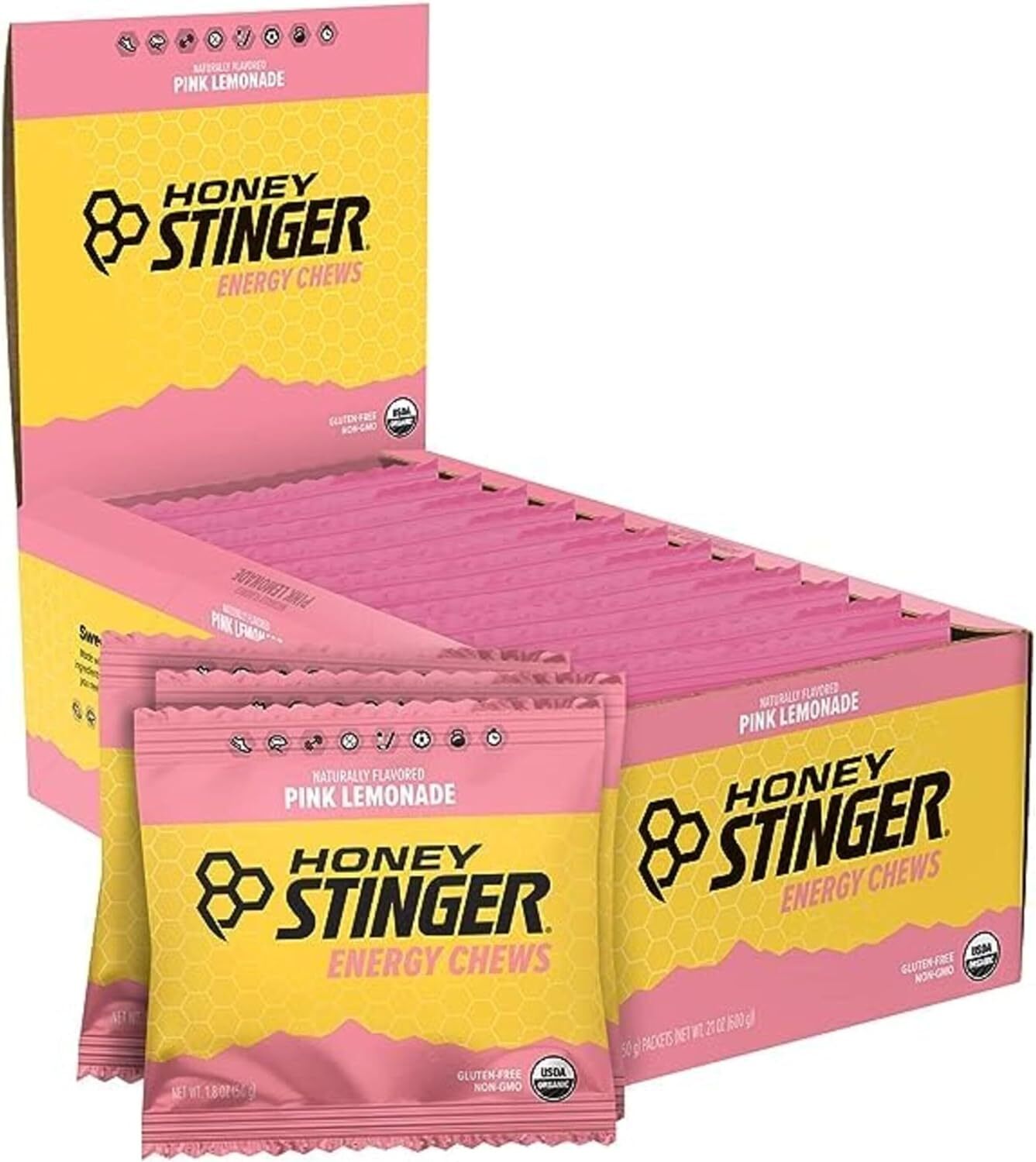 Honey Stinger Organic Pink Lemonade Energy Chew | 1.8 Ounce (Pack of 12)