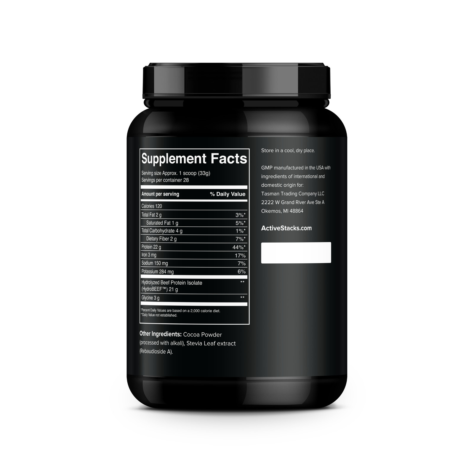 Active Stacks Beef Protein Isolate Powder, Chocolate 2lb