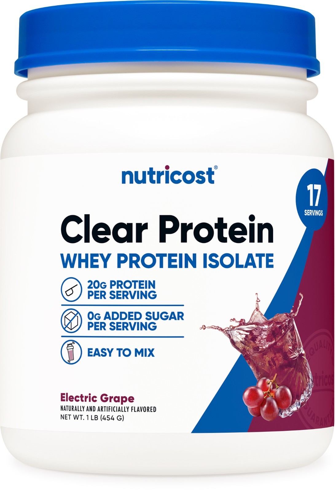 Nutricost Clear Whey Protein Isolate Powder (Electric Grape) 1 LB – 20g Protein