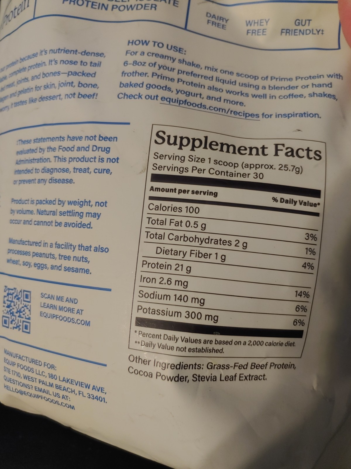 Equip Prime Protein, Chocolate, 21g Protein Per Scoop