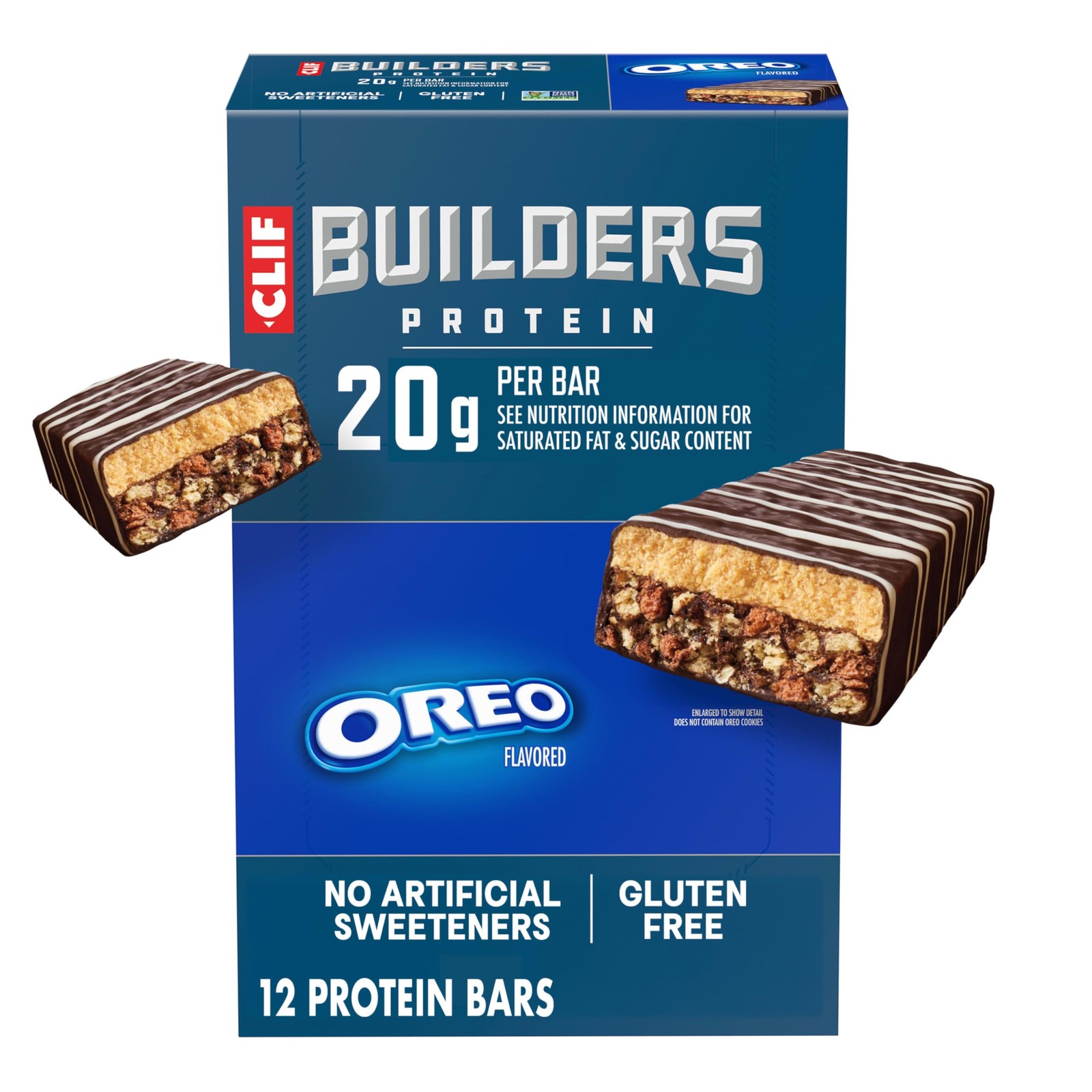 CLIF BUILDERS Protein Bars – OREO-Flavored – 20g Plant Based – 12
