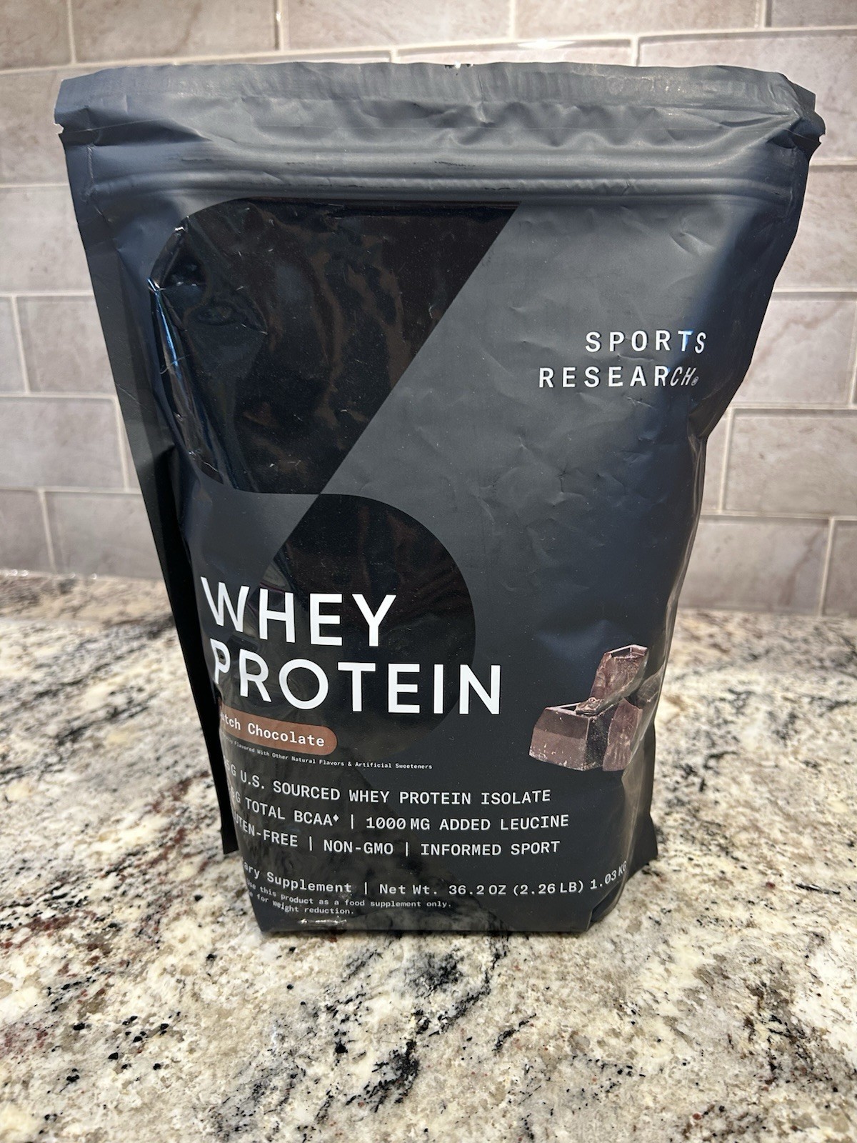 Sports Research Whey Protein Isolate Powder Rich Chocolate 36.2 oz Non-GMO