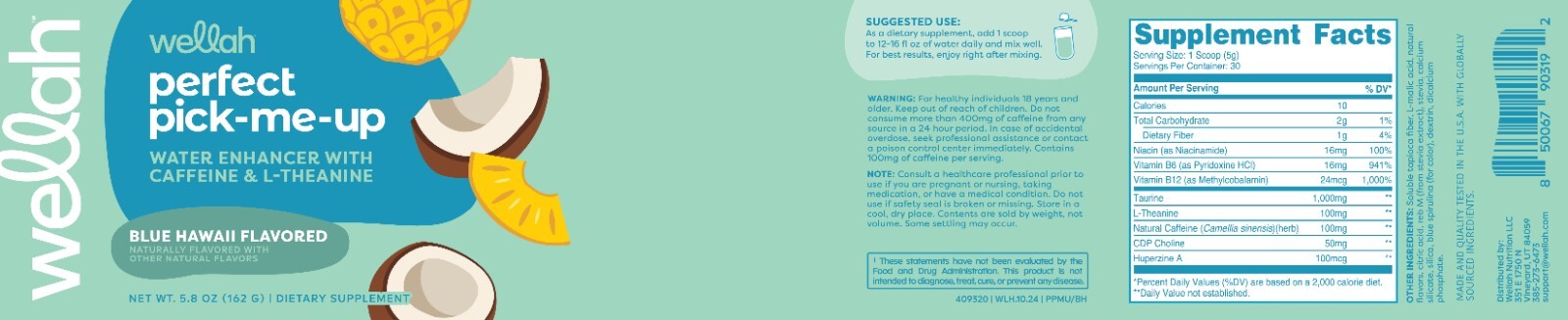 Wellah Perfect Pick-Me-Up (Blue Hawaii) 30 Servings