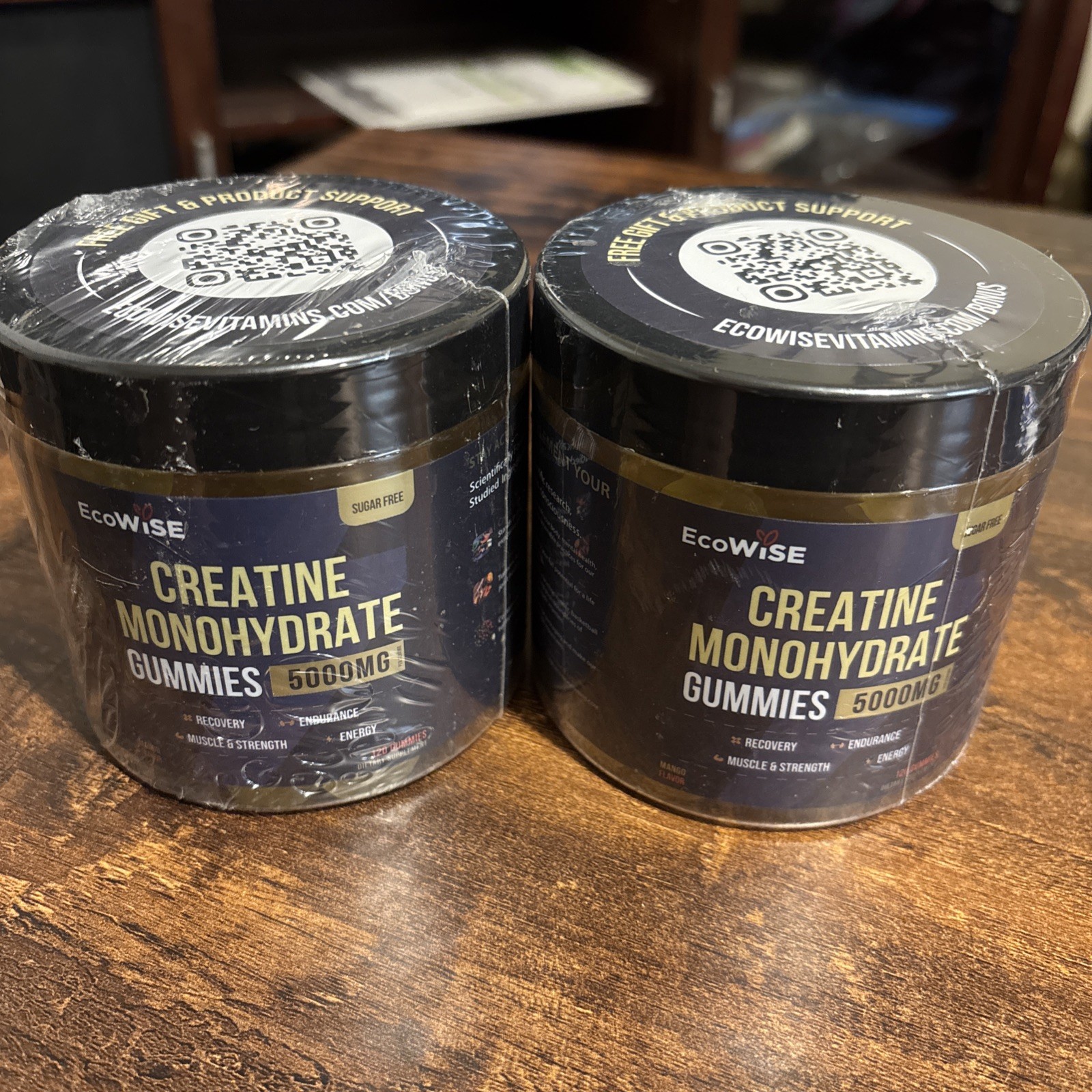 Lot Of 2 Ecowise Creatine Monohydrate Gummies 5000mg Sugar Free 240 Mango