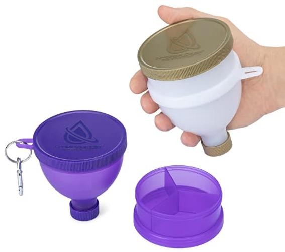 [4 Pack Funnels for Filling Water Bottles with Protein Powder, 3 Compartment