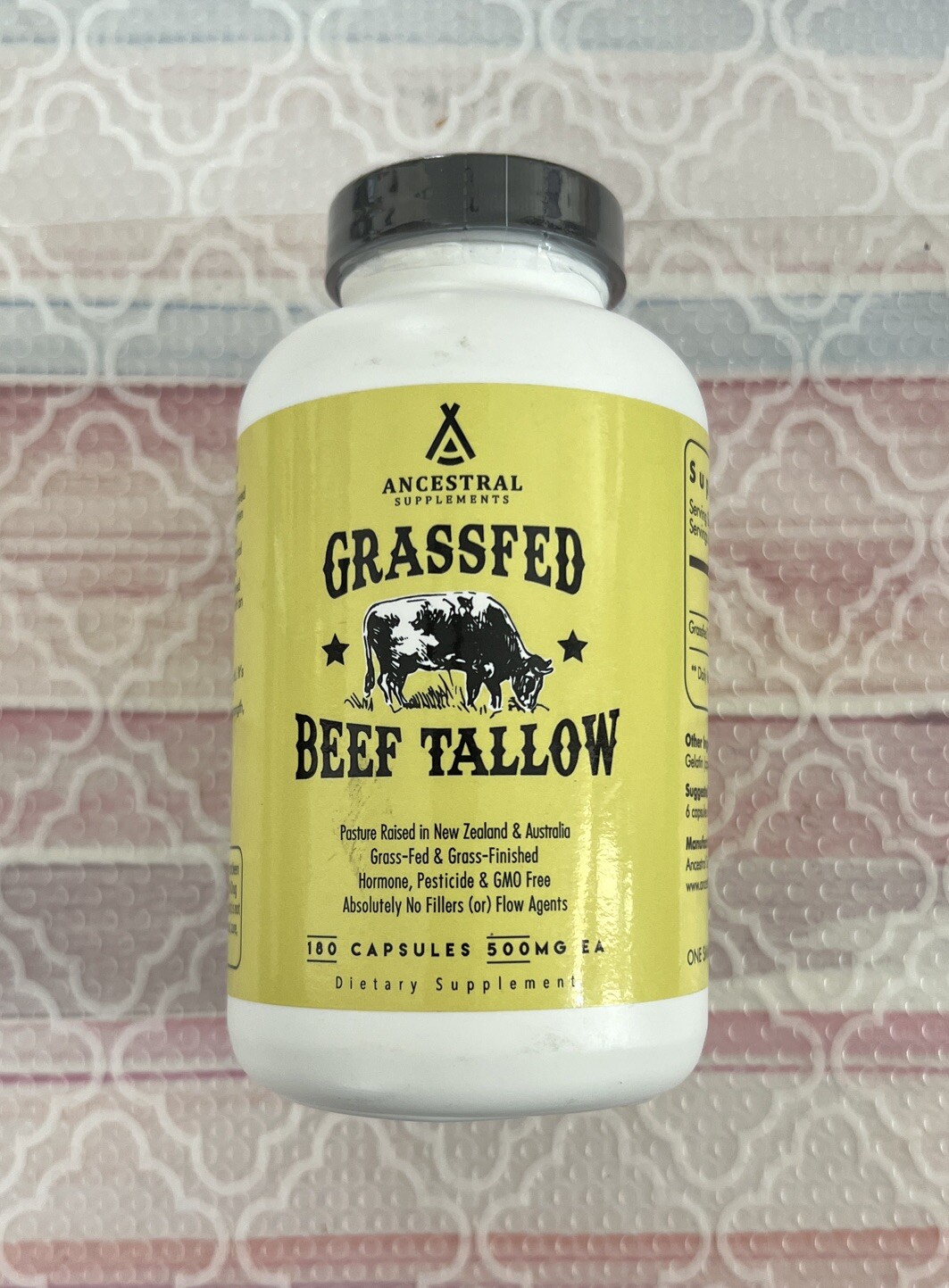 Ancestral Supplements GrassFed Beef Tallow 180 Capsules Exp 04/26