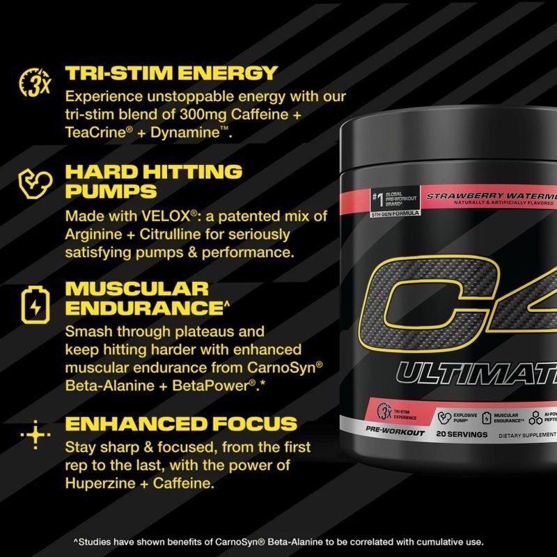 Cellucor C4 Ultimate Extreme Pre-Workout Energy Supplement Strawberry Watermelon