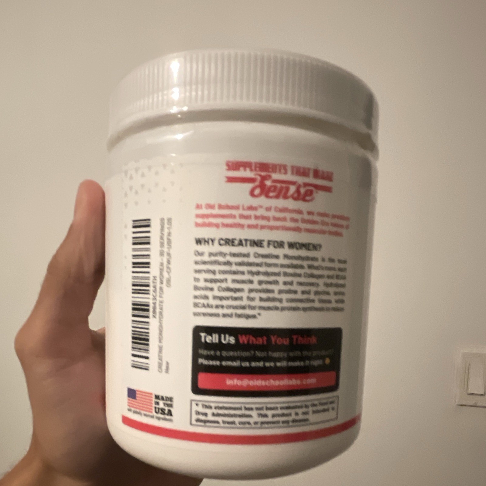 Old School Labs Creatine Monohydrate Powder for Women Unflavored 30 Serv 8.57 oz