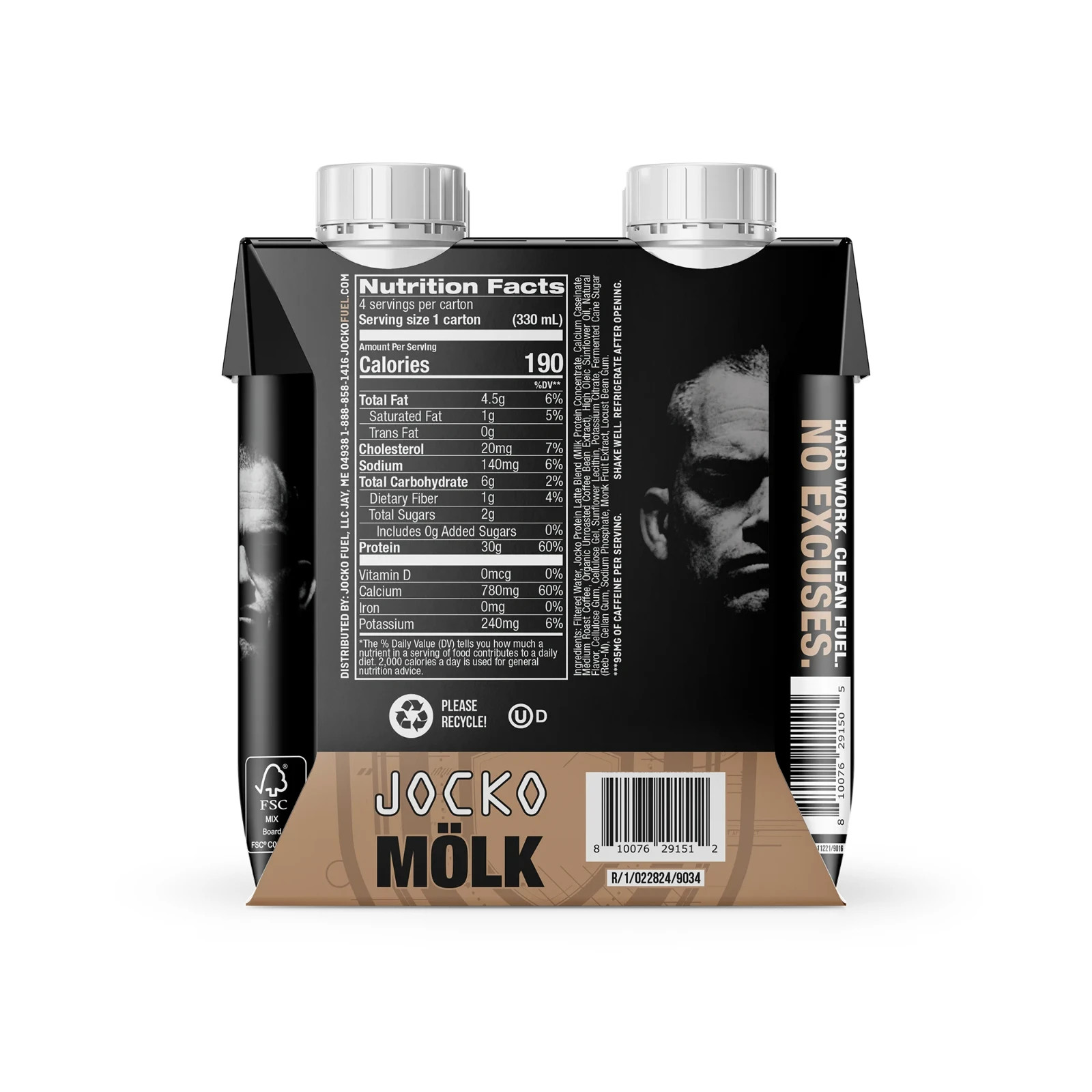 3 pack Jocko Fuel Protein Shake, Sweet Cream Coffee, 11oz, 4 Count, 30g Protein