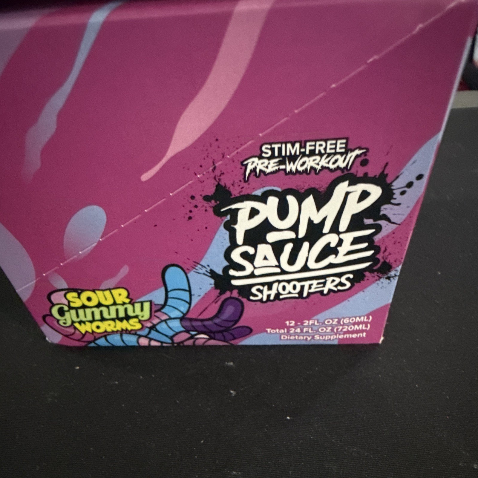 Sour Gummy Worms Pump Sauce Shooters Caffeine-Free 24 fl oz Exp 6/27/2027