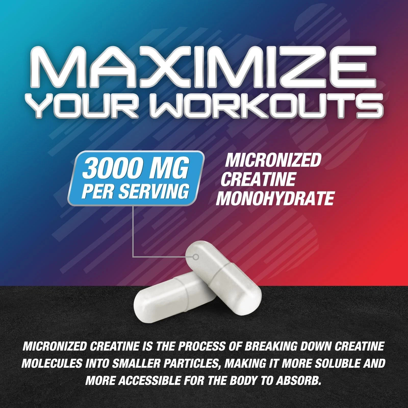 Monohidrato De Creatina En 60 Capsulas 750mg Masa Muscular Para Mujeres Hombres