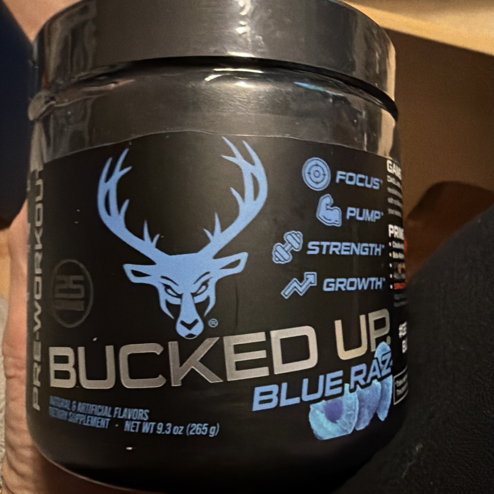 Bucked Up Pre-Workout Powder with 200mg Caffeine – Blue Raz (25 Servings)