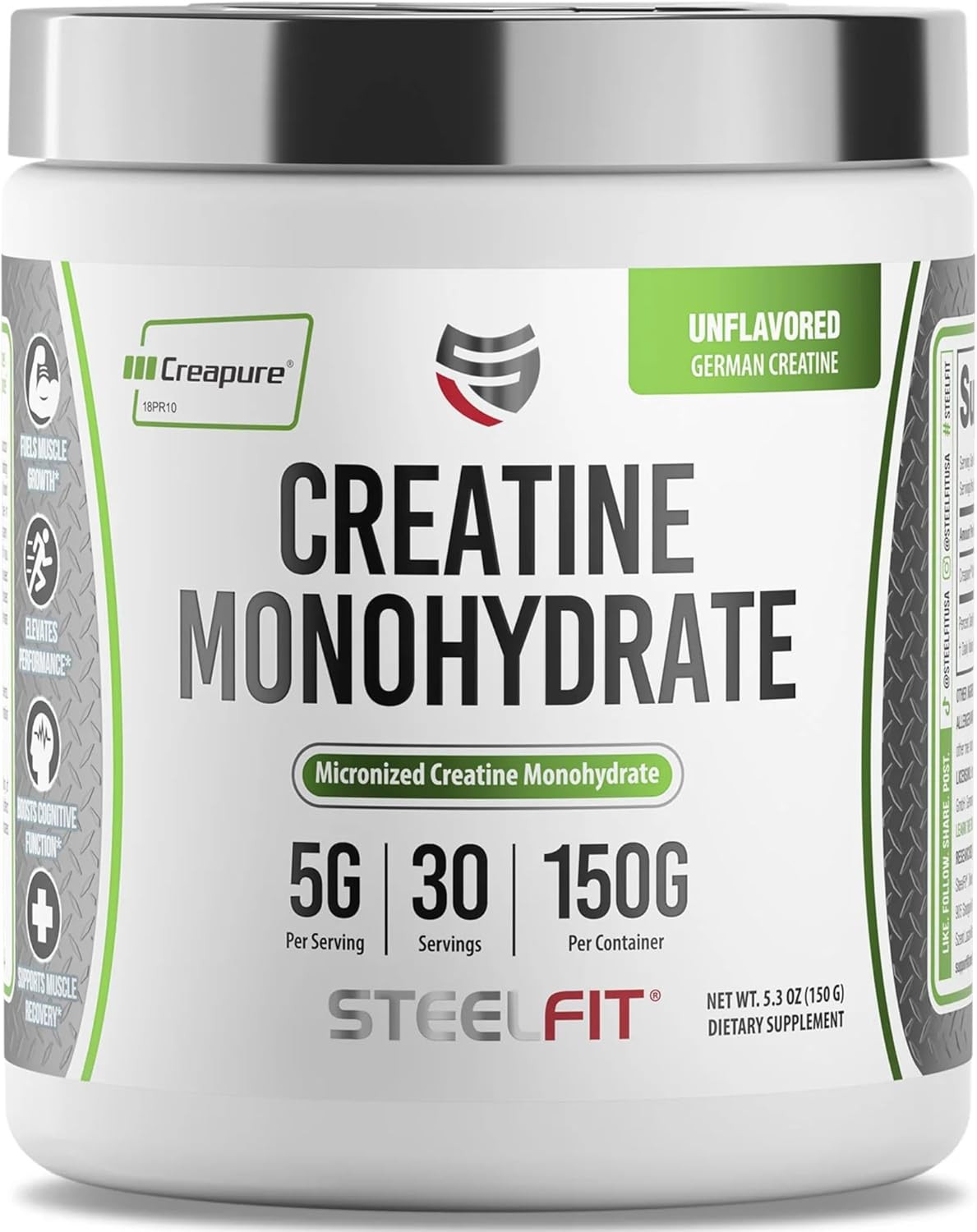 Steelfit Creapure Creatine Monohydrate Powder, Unflavored – German Micronized Cr