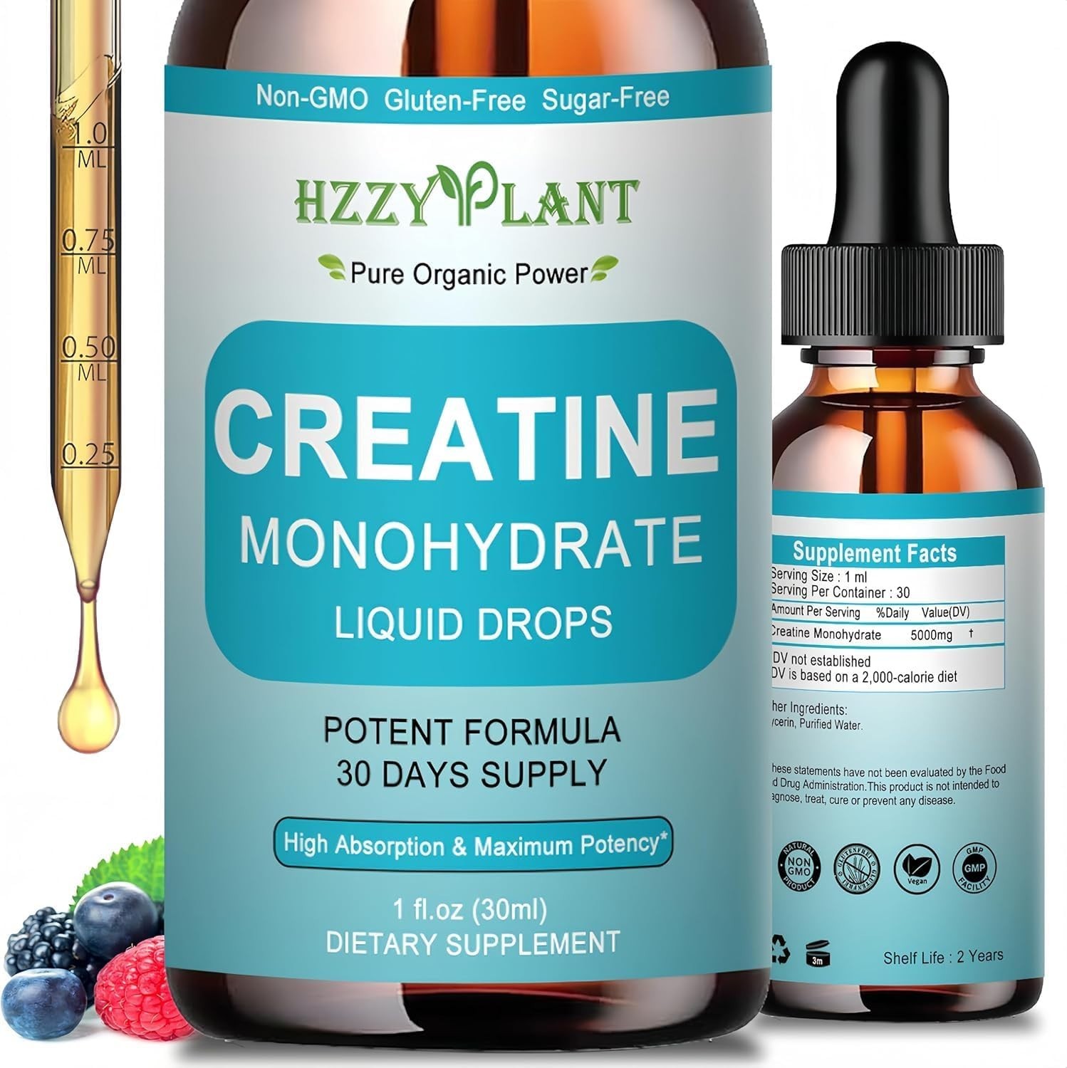 Creatine Liquid Drops 5000mg – 98% High Absorption for Energy & Strength