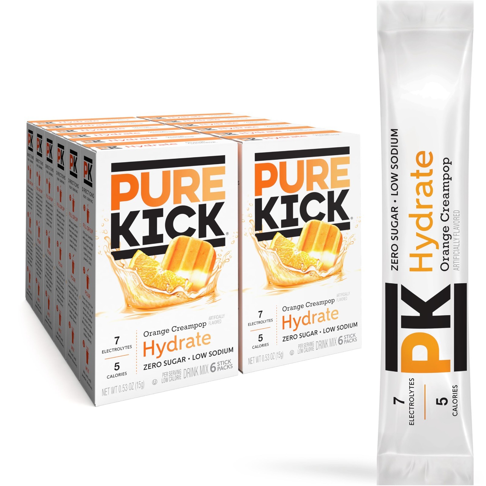 Hydration Drink Mix Singles – Orange Creampop Flavor, 72 Packets, 12 Boxes, On-t