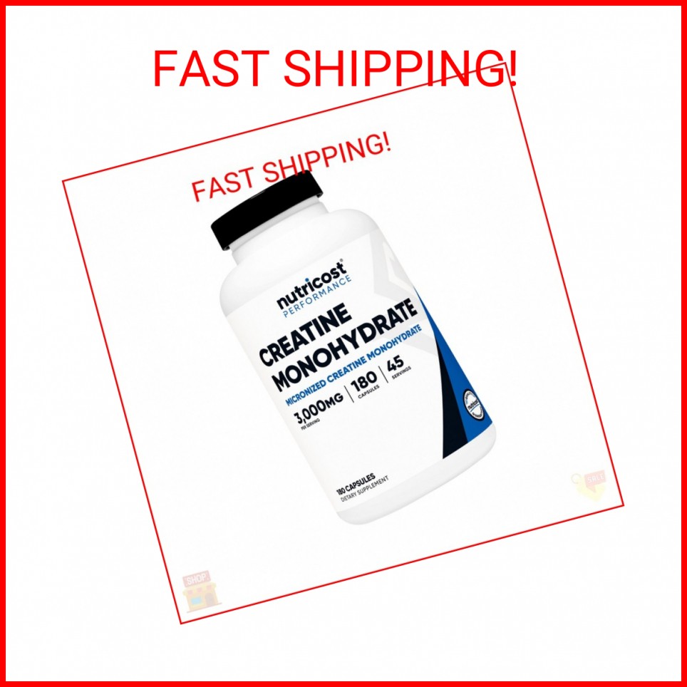 Nutricost Creatine Monohydrate 3,000mg, 180 Capsules (750mg Per Capsule) – Glute