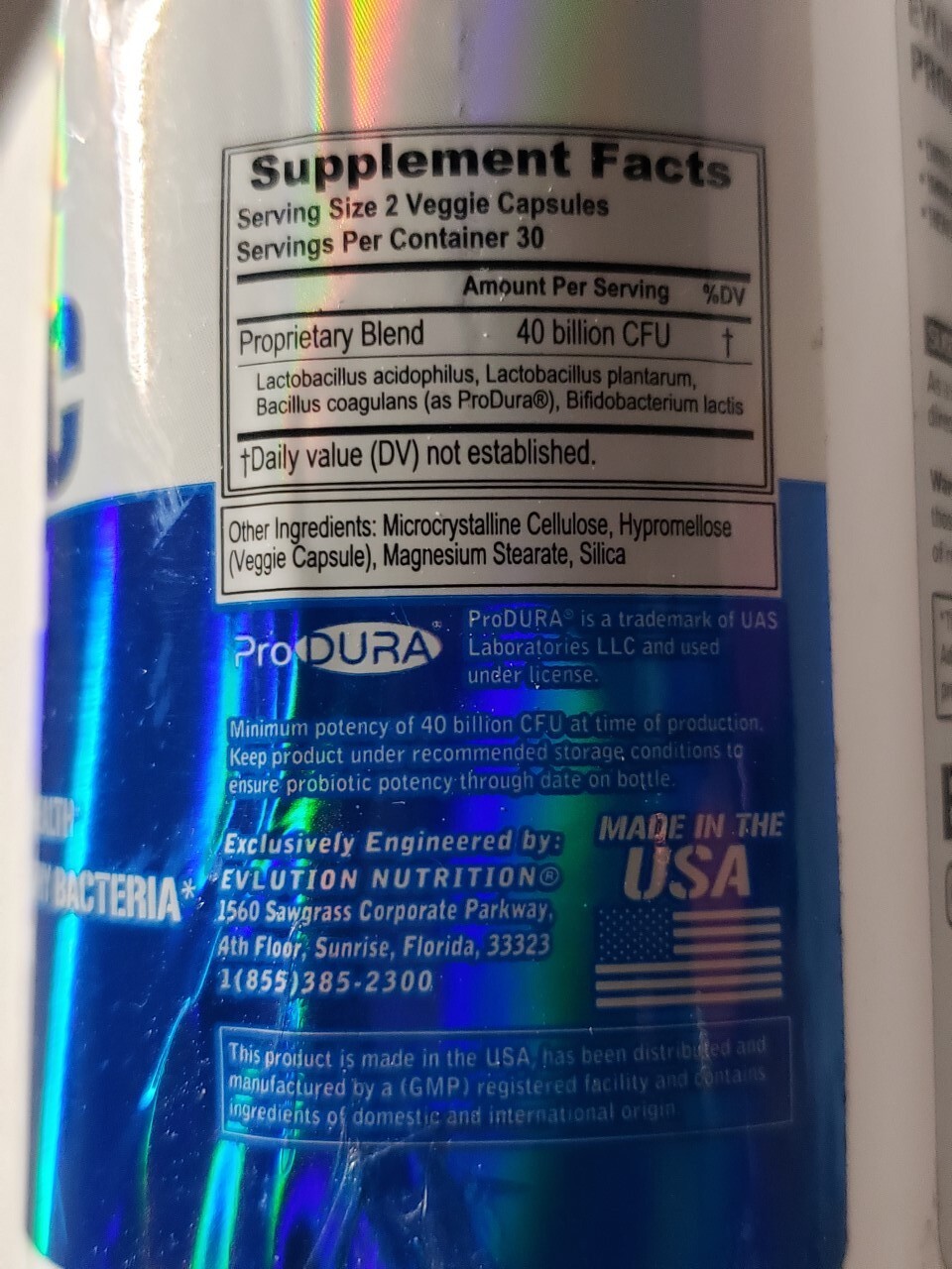Evlution Nutrition Probiotic – 60 Veg Caps – Digestive Health – READ AD 5/2025