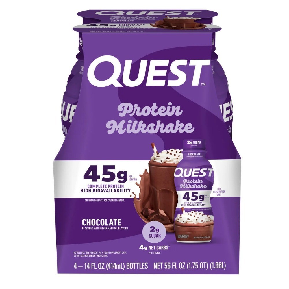 , 45g High Protein Chocolate Flavored Milkshake, Ready to Drink, 4 Count
