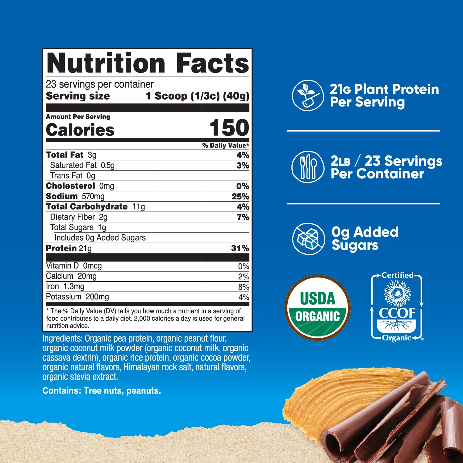Nutricost Organic Vegan Protein Peanut Butter Chocolate (2 LB)