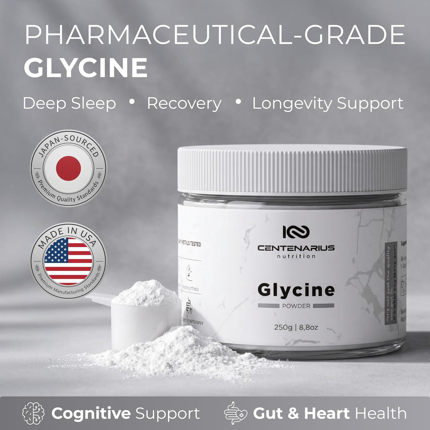 Premium Glycine Powder 250G | Amino Acids Supplement for Post Workout Muscle Rec