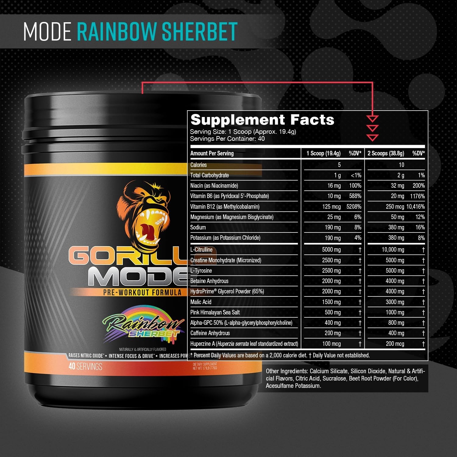 Pre Workout Supplement – Massive Pumps, Laser Focus, Energy Boost – 800g Rainbow