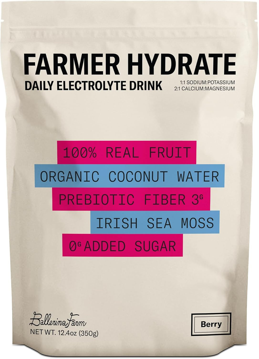 Farmer Hydrate, Daily Electrolytes Powder, Hydration Drink Mix with Organic Coco