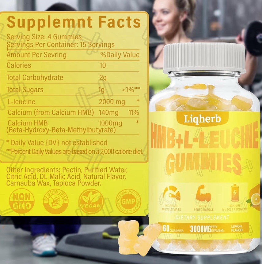 2 Pack HMB and L-Leucine Gummies, 3000mg HMB and Leucine Amino Acid for Muscle
