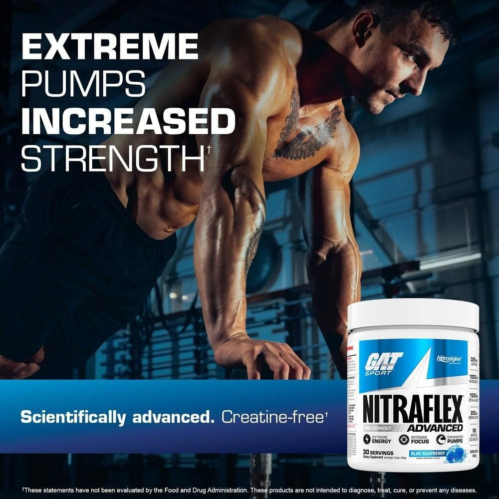 GAT SPORT Nitraflex Advanced Pre-Workout Powder, Increases Blood Flow, Boosts St