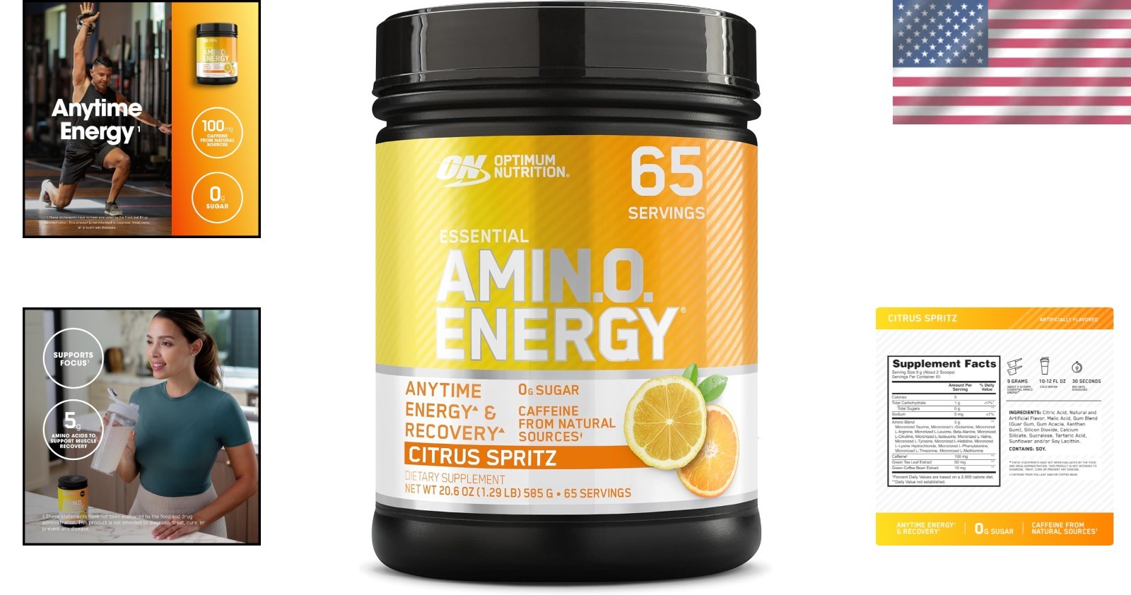 Essential Amino Energy Powder – Citrus Spritz, Energy & Focus Formula