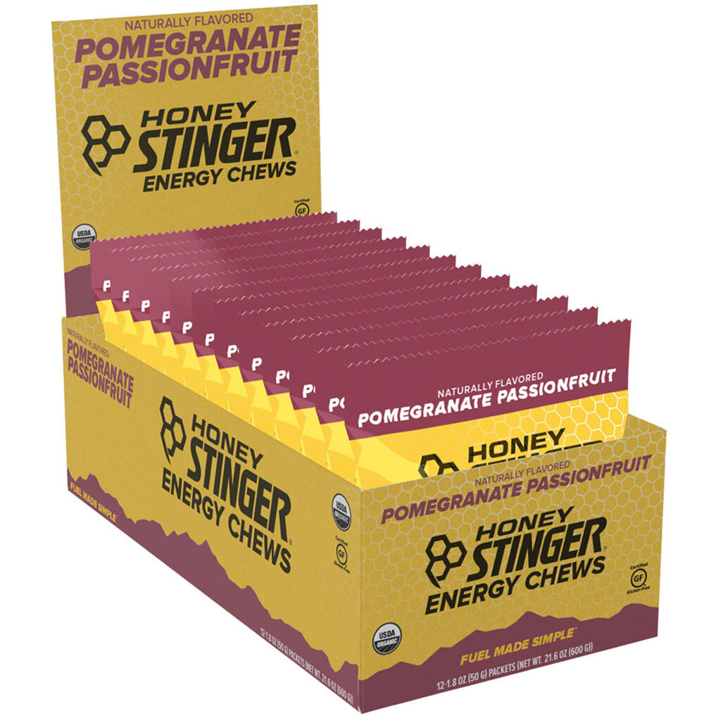 Honey Stinger Organic Energy Chews – Pomegranate, Passion Fruit, Box of 12