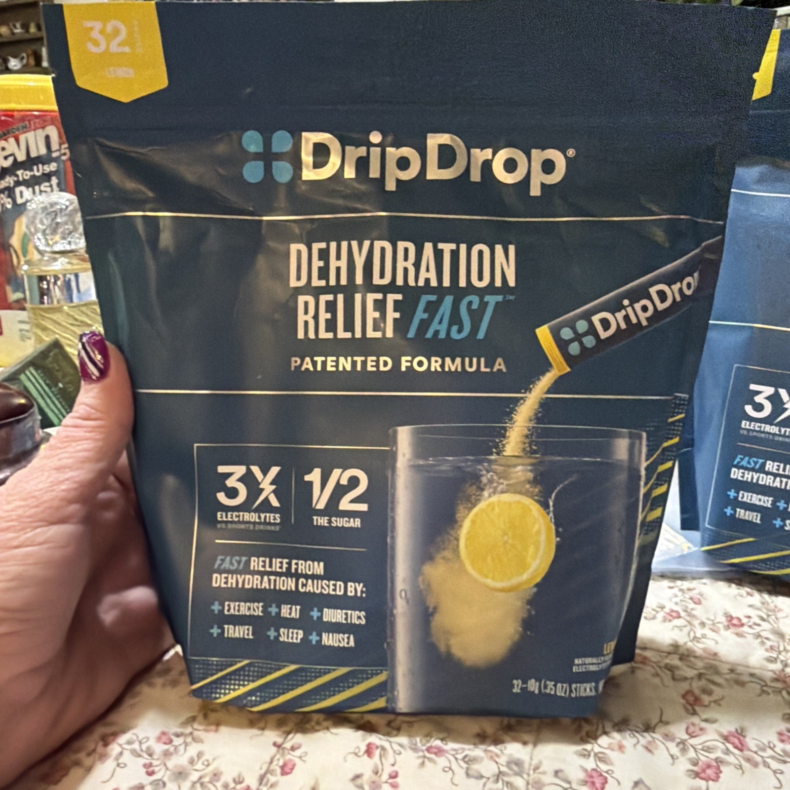 DripDrop Hydration Packets Lemon Electrolytes Powder Drink Mix 32 Sticks 2027