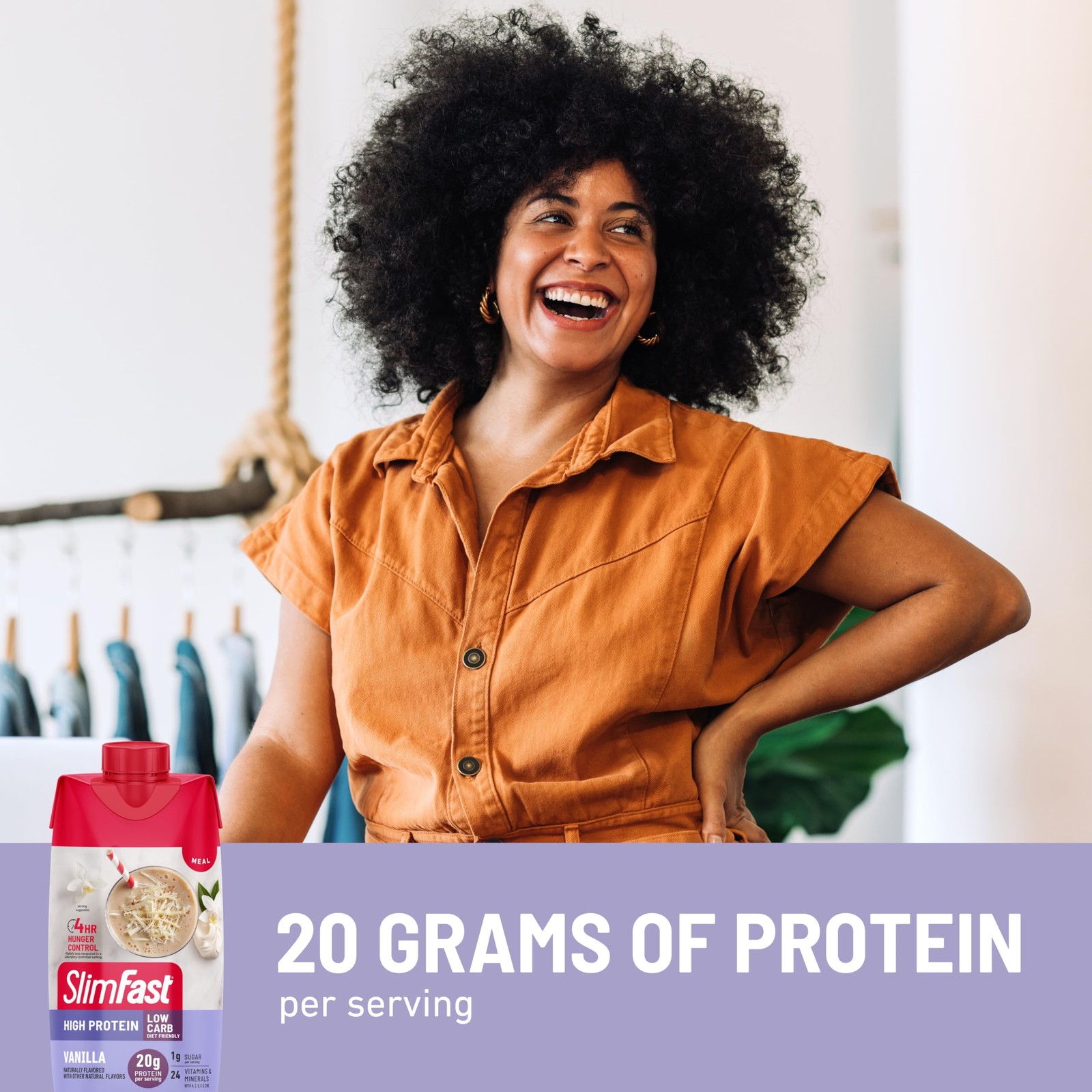 SlimFast Protein Shake, Vanilla- 20g Protein, 132 Fl Oz (Pack of 1), Vanilla