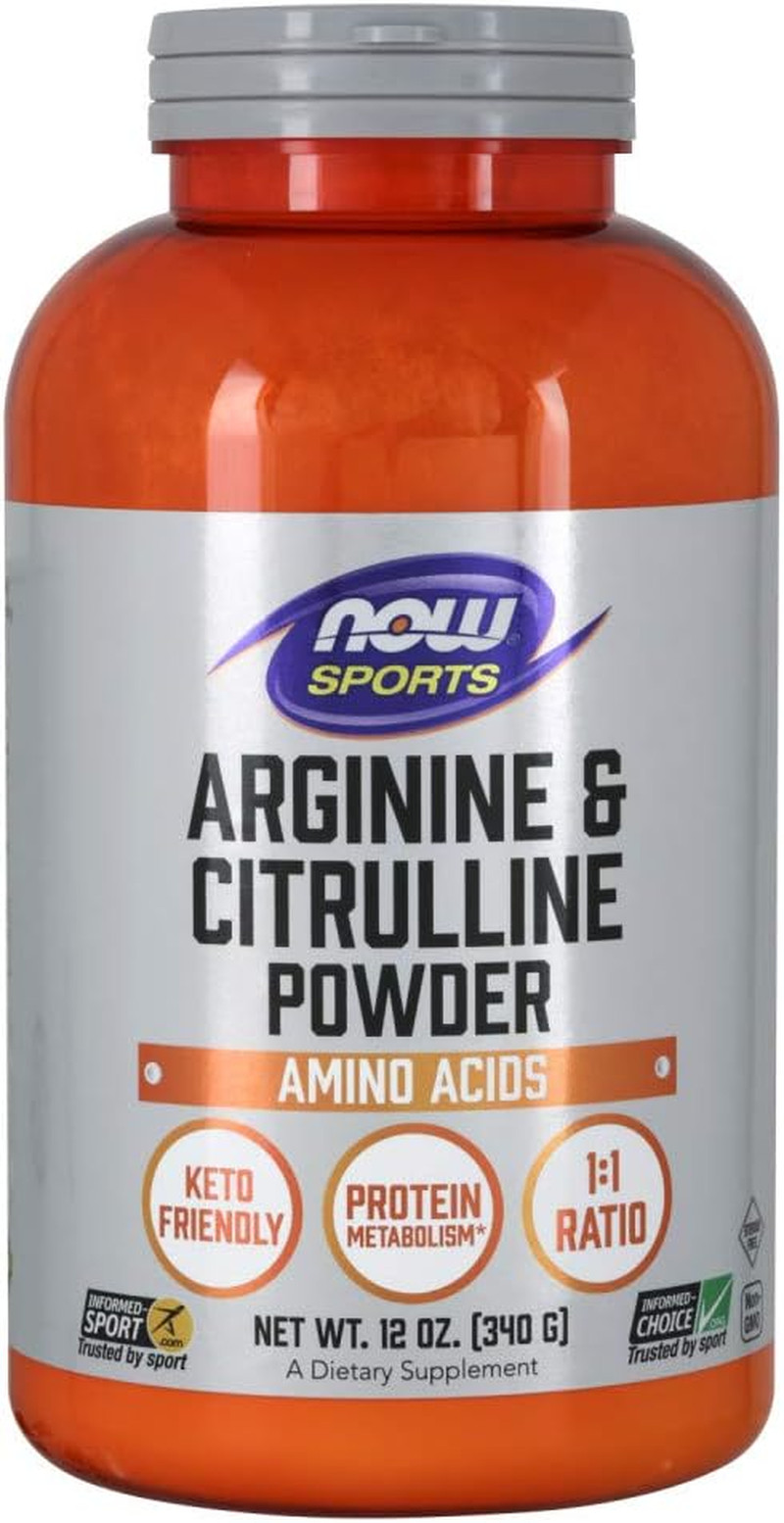 NOW Sports Arginine & Citrulline Powder, 1:1 Ratio, Amino Acid, 12-Ounce