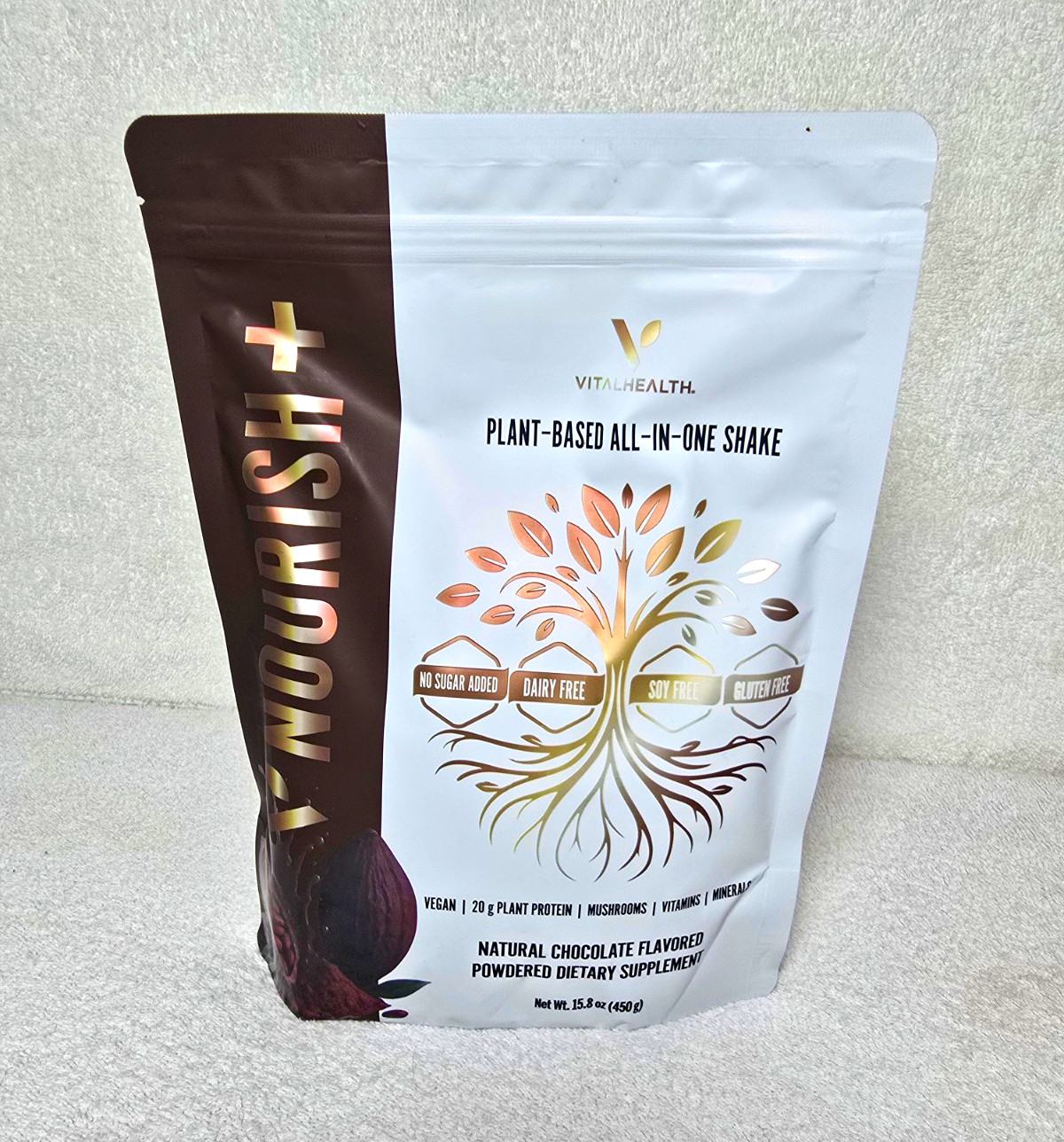 Vital Health Nourish+ Plant Protein Powder Natural Chocolate 15.8 oz