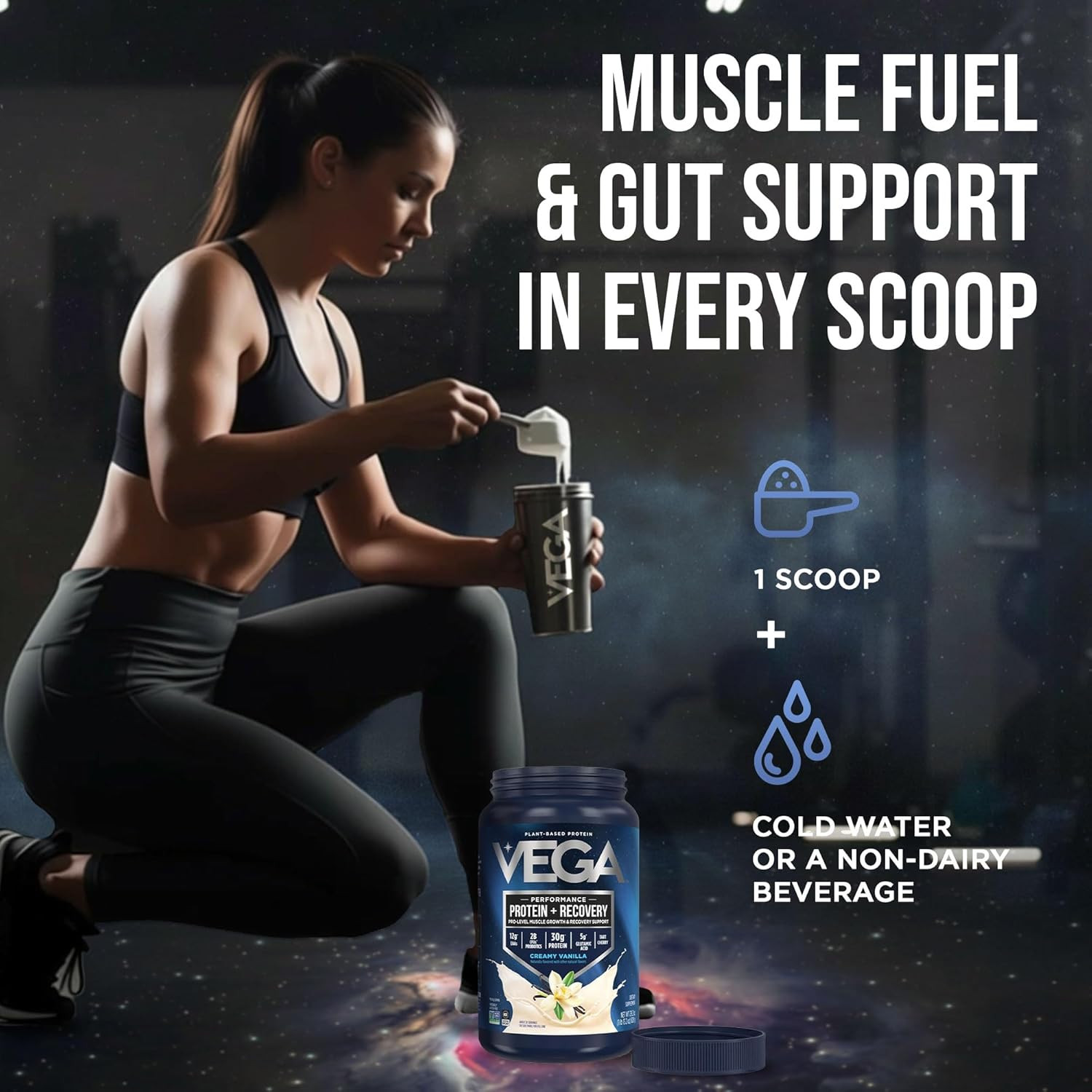 Protein + Recovery, Vanilla – 30G n Protein, Dairy & Gluten Free, Probiotics, NS